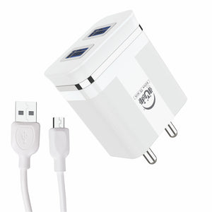 U&i 5 W 2.4 A Multiport Mobile Chess Series 2.4A Dual USB Port Smart Charger with Overcharge Protection UiCH-3101 Charger with Detachable Cable (White, Cable Included) - U&i World
