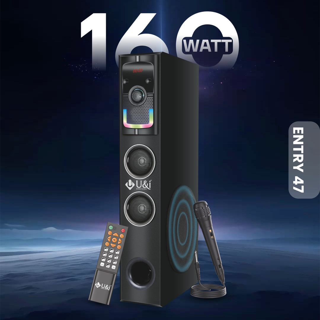 U&i Entry 47 Series 160W Output Multimedia Tower Speaker with RGB