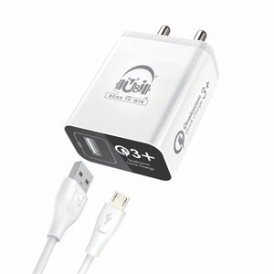 U&i 5 W 3.1 A Mobile Great Series 18W QC Charger with Auto-Power Off Cut Sensor UiCH-3978 Charger with Detachable Cable (White, Cable Included) - U&i World